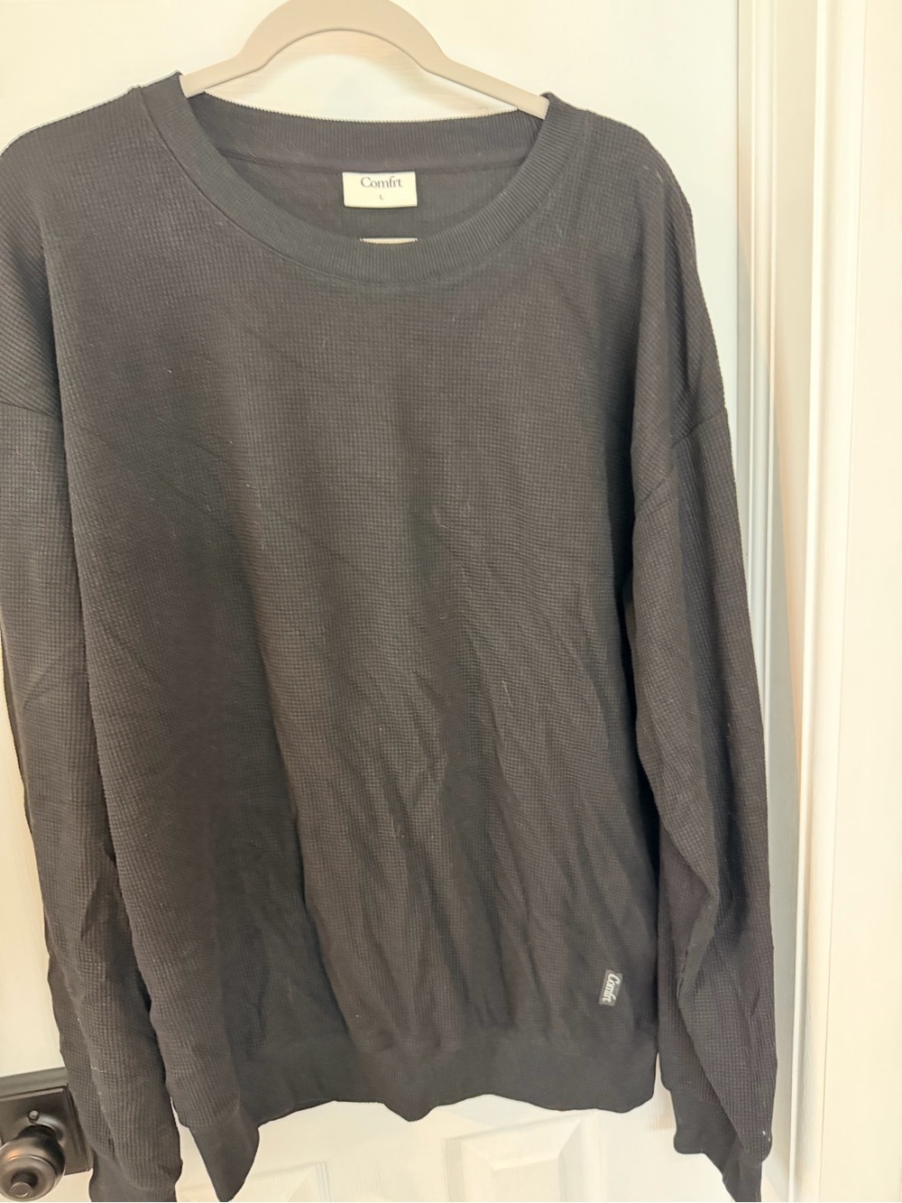Comfrt Black 2 Piece Lounge Set Crewneck L + Cargo Sweatpants XL NEW